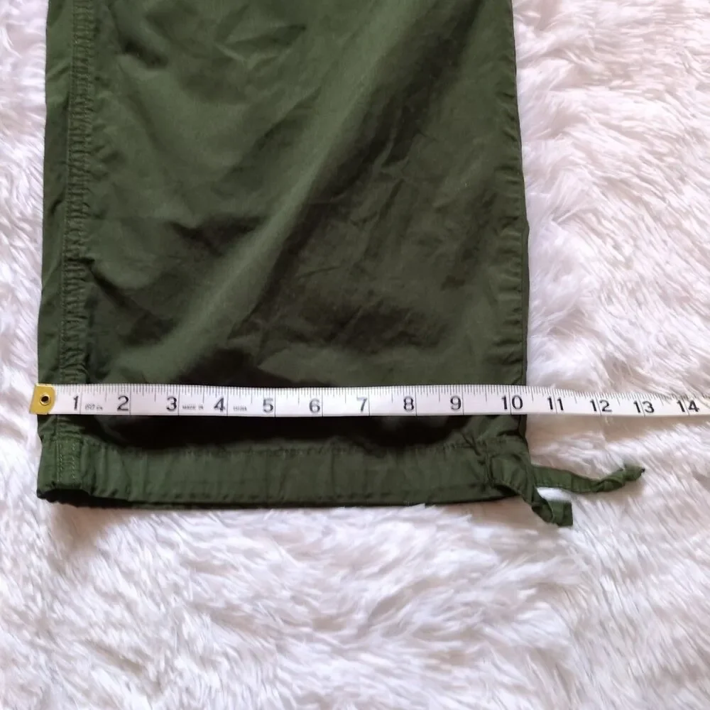 Aerie Avenue Baggy Cargo Pants Womens L Green Flame 100% Cotton Wide Leg Boho - Picture 8 of 12